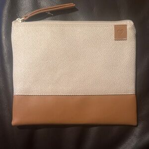 Stylish Cream and Tan Cosmetic Bag (New)